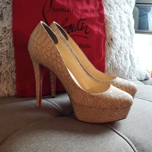Christian Louboutins Bianca  Cork Snake Skin Pump